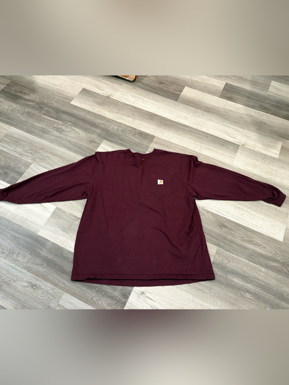 Carhartt Men’s Long Sleeve Pocket T-Shirt - Burgundy Maroon Size 2XL Loose Fit